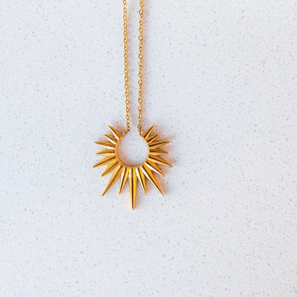 Unique Gold Necklace Waterproof Sunburst Necklace Sun Celestial Necklace - Picture 5 of 14